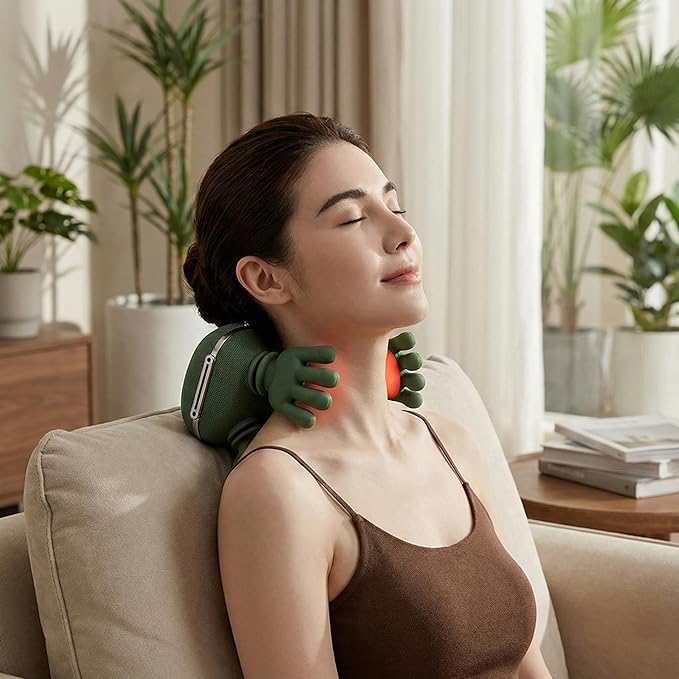 Portable Neck and Shoulder Massager with Soothing Heat, 4D Deep-Kneading Rechargeable Massage Device for Back and Body Use at Home, Office or On the Go!