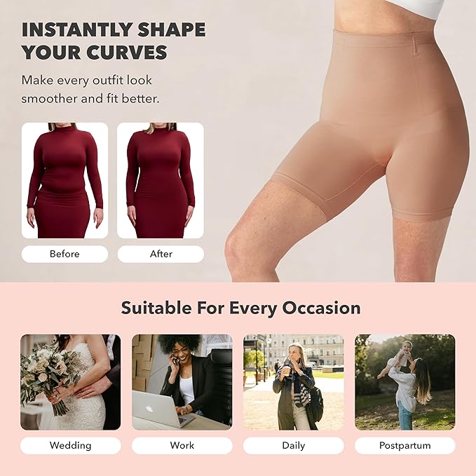 Women Seamless Shapewear Shorts-Premium Waist Sculpting Shapewear- Invisible Shapewear for All-Day Confidence