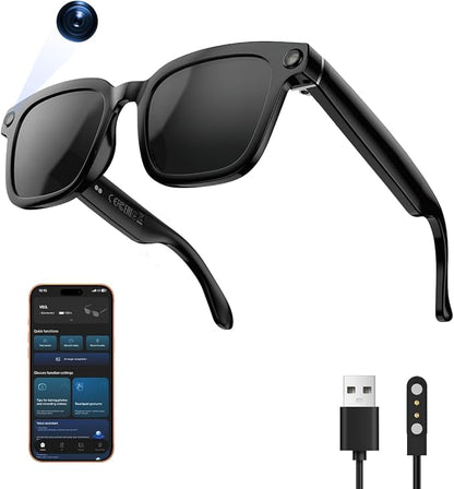 Smart Ai Glasses- Bluetooth Headset Glasses–Wireless Audio Sunglasses (Camera,Calls & Music)