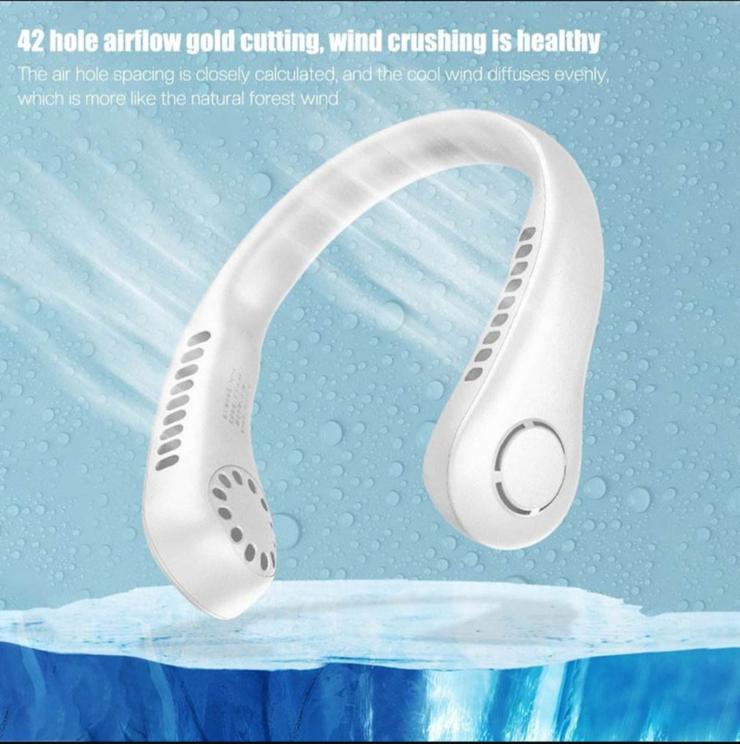 Portable Hanging Neck Fan – Hands-Free Bladeless Cooling Fan (USB Rechargeable)